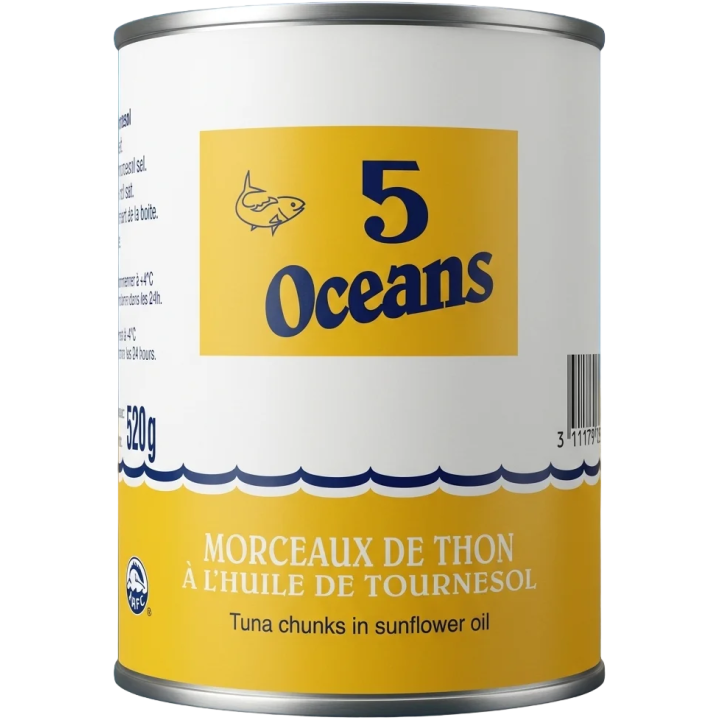 5 Oceans Morceaux de Thon à l'Huile de Tournesol